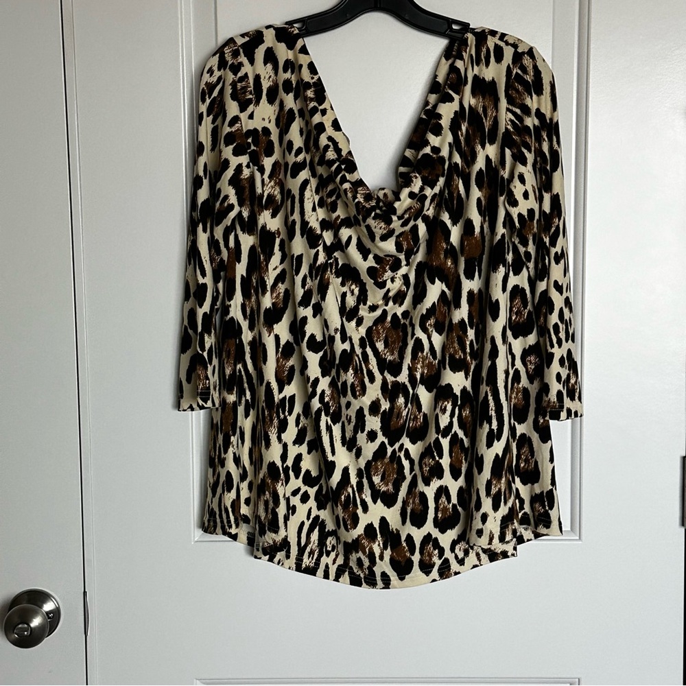 SHEIN Curve Off-Shoulder Leopard Print Top | Plus Size 0X | NWOT
